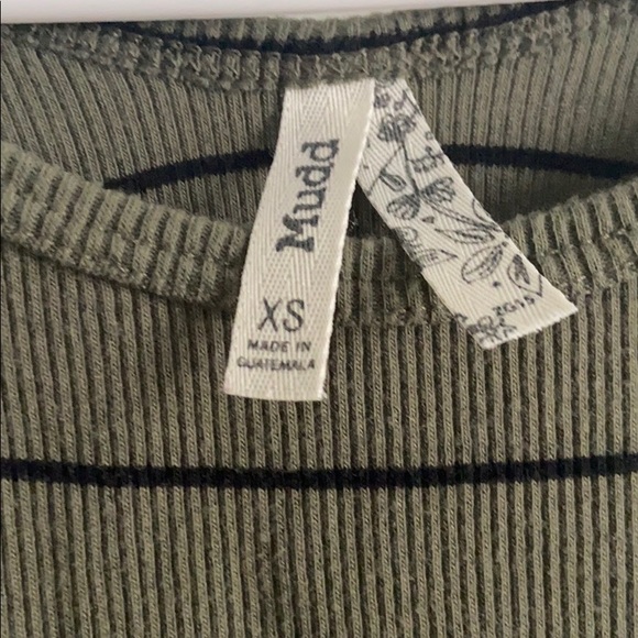 Olive with black stripes mini dress - Picture 2 of 3